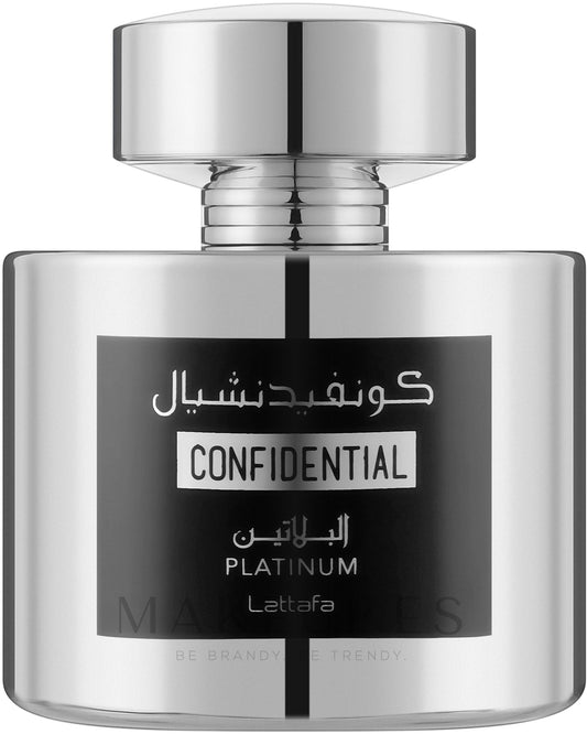 Lattafa Confidential Platinum Eau De Parfum 100ml Men Fragrance